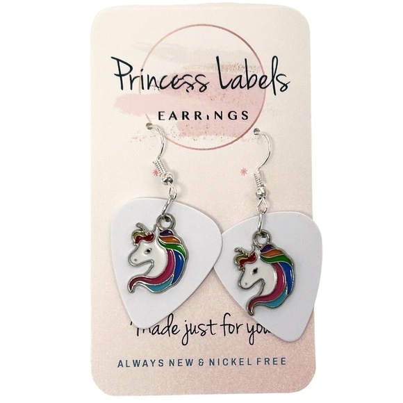 Hand Crafted Repurposed Guitar Pick Be a Unicorn Metal Pendants on White - Picture 4 of 6